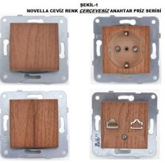 Viko Artline Novella CEVİZ Renk Anahtar ve Priz Çeşitleri Üçlü Anahtar