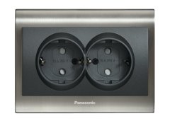Viko Panasonic Thea Blu Inox Füme Topraklı Priz İkili Siyah