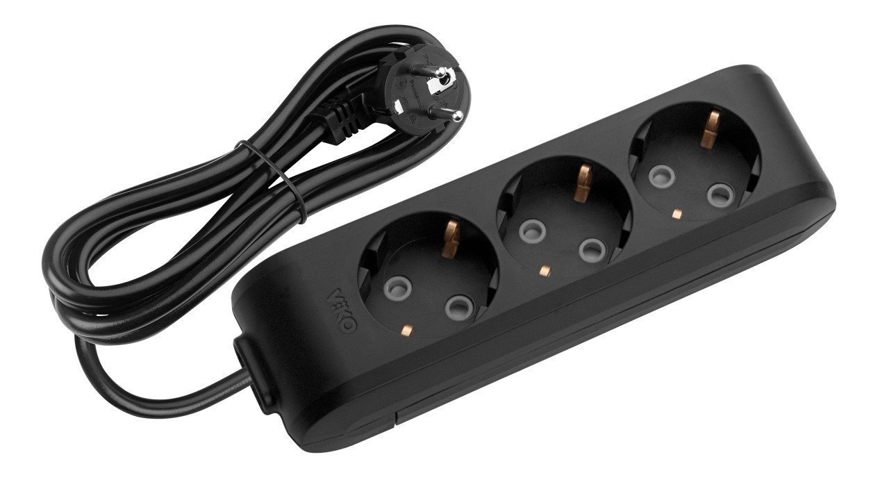 Viko Multi-let Siyah Renk Klemensli Grup Prizler 3lü - 2 Metre