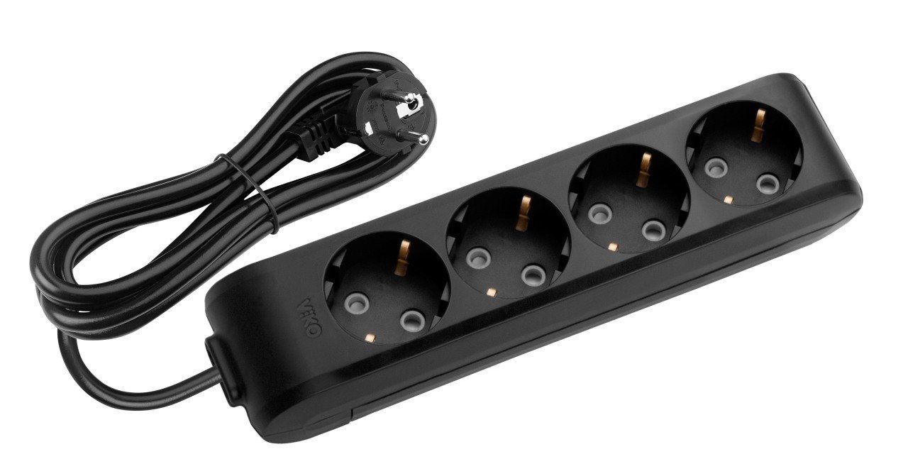 Viko Multi-let Siyah Renk Klemensli Grup Prizler 4lü - 2 Metre