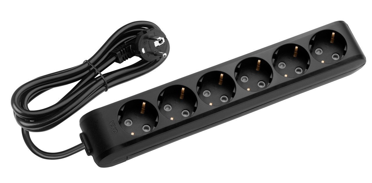Viko Multi-let Siyah Renk Klemensli Grup Prizler 6lı - 2 Metre