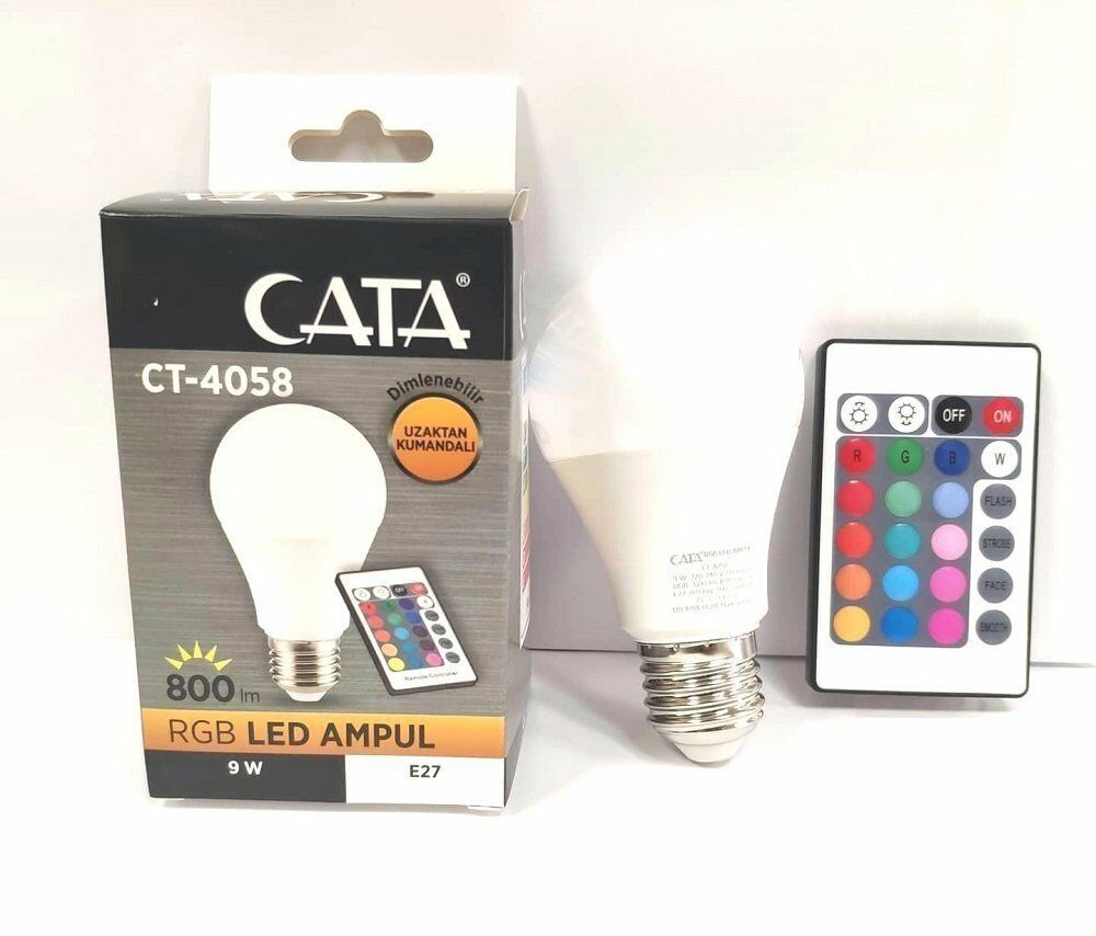 Cata Led Ampül 9W RGB Işık E27 Duy Ct-4058 GÜNIŞIĞI