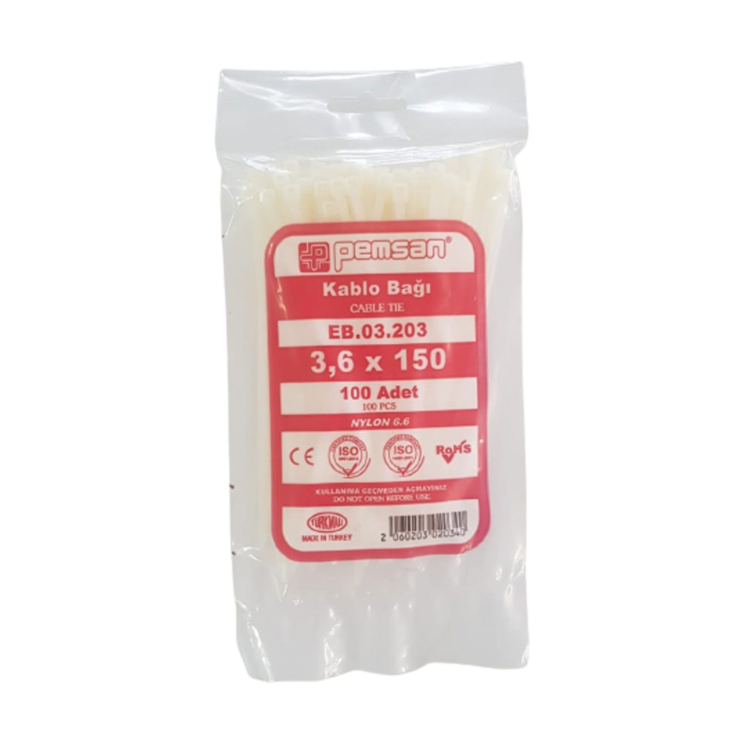 Pemsan 3,6X150MM Kablo Bağı (100 Adet)Pemsan