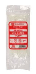 Plastik Beyaz Kablo Bağı 3.6mmx205mm Cırt Pemsan-100 adet