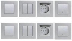 Viko Artline Novella GÜMÜŞ Renk Anahtar ve Priz Çeşitleri Tekli Anahtar